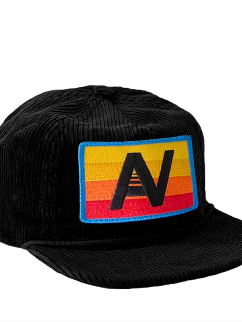 Aviator Nation Logo Rainbow Vintage Corduroy Trucker Hat Black